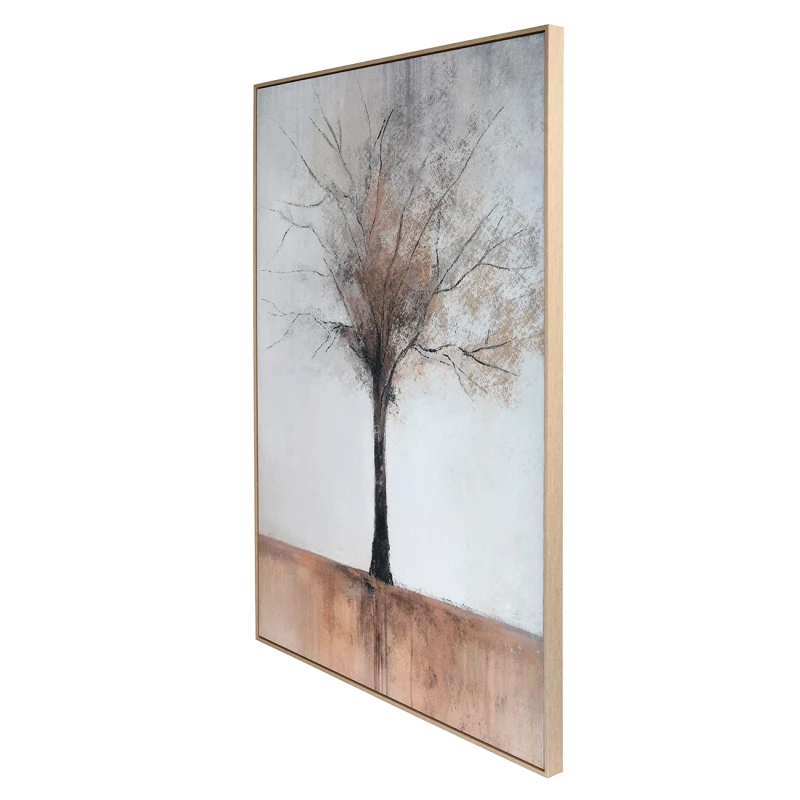 Stillroot framed tree canvas wall art viewed at an angle