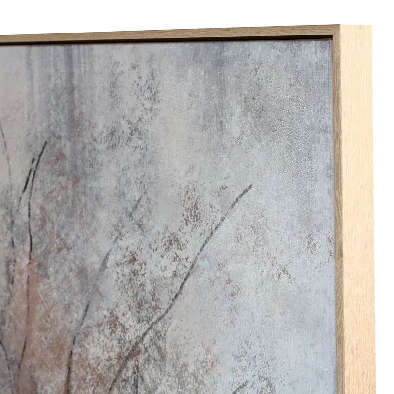 Pale pine frame detail on Stillroot neutral tree wall art