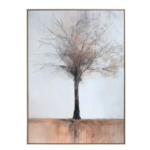Stillroot Tree Canvas Wall Art 140 × 100 cm – Neutral Framed Artwork