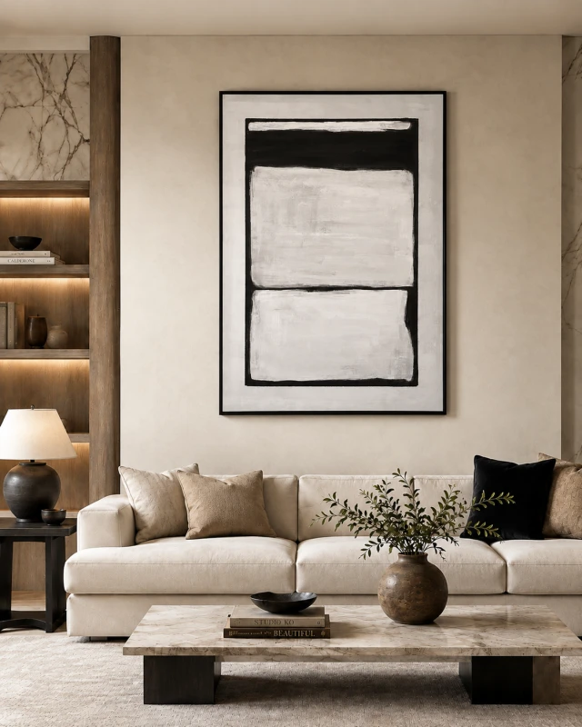 Greys abstract canvas wall art 140 x 100 cm in light neutral tones