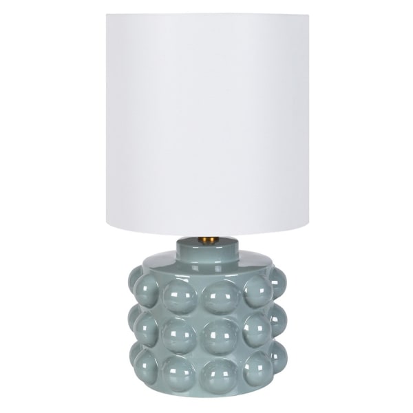Kew celadon ceramic table lamp 70 cm with sculptural raised detail and linen shade