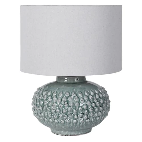 Glacier Green Ceramic Table Lamp 53 cm – Linen Shade