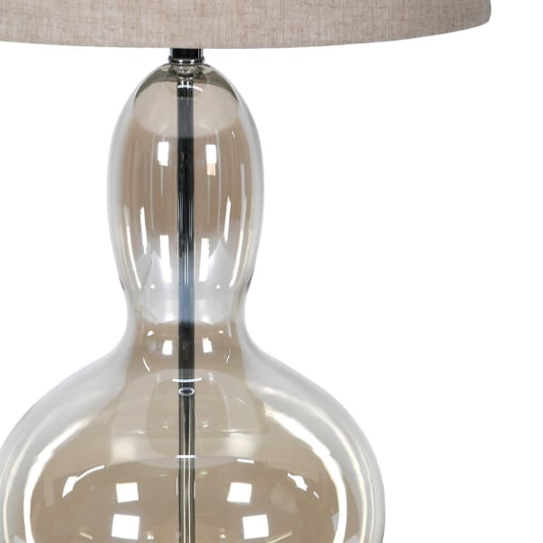 Sculptural smoked amber glass base of Langham 80 cm table lamp