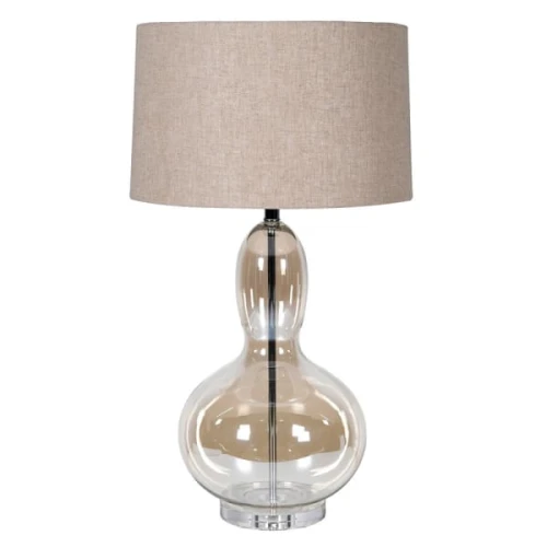 Langham Amber Glass Table Lamp 80 cm – Linen Shade