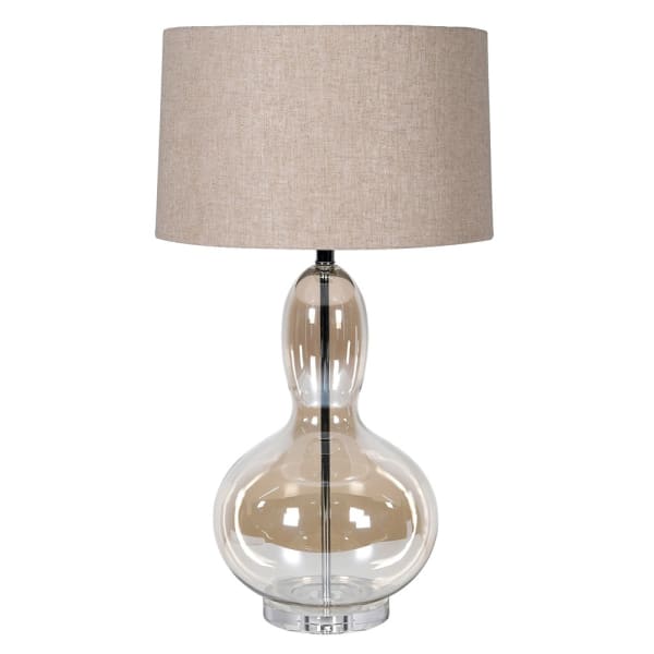 Large Langham glass table lamp with natural linen shade