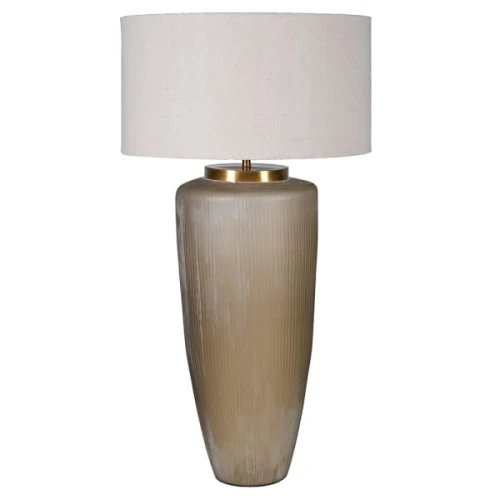 Fritzovia Large Glass Table Lamp 106 cm – Hand-Cut Glass, Brass & Linen