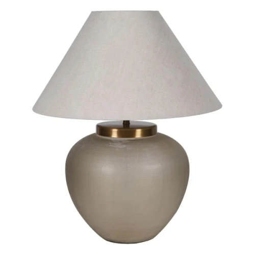 Fritzovia S Smoked Glass Table Lamp 67 cm – Linen Shade