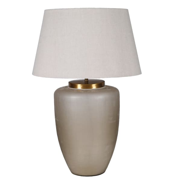 Fritzovia M tall glass table lamp 89 cm with smoked taupe base and brass detail
