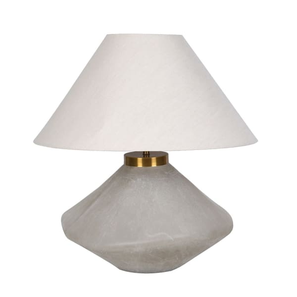 Potli S hand-cut glass table lamp 70 cm with organic base and linen shade