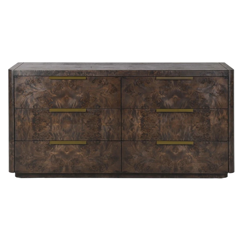 Portobello dark burl veneer sideboard with six drawers