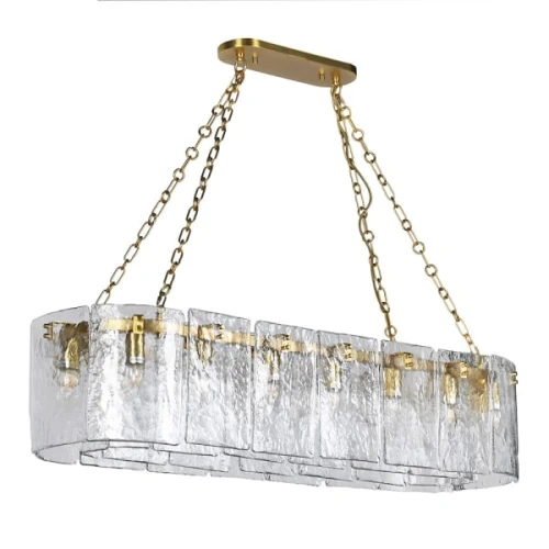 Halo Rectangular Glass Chandelier 130 cm – Dining Table Light