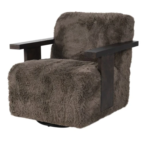 Portobello Brown Swivel Rocking Armchair 80 cm – Textured Upholstery