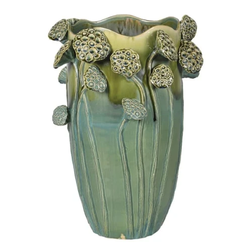 Lotus Green Ceramic Vase 51 cm – Sculptural Seed Head Design