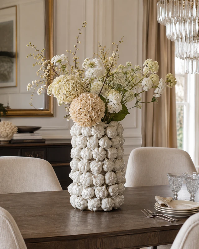 Garlic Ceramic Vase in Grey - 42 cm