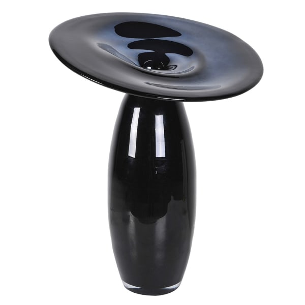 Hat Black sculptural glass vase 53 cm in glossy black