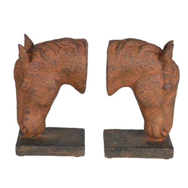 Decorative brown horse bookends in sculptural equestrian design
