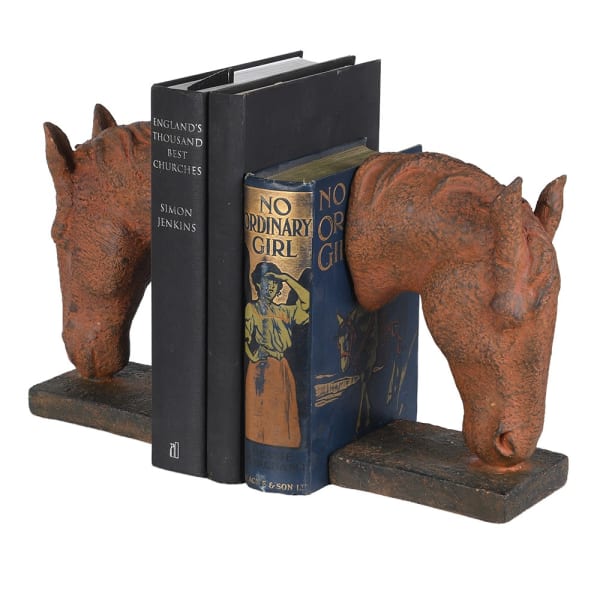Knightsbridge Horse Bookends displayed with books