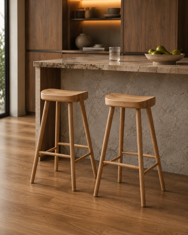 Farmhouse Oak 71 cm Bar Stool in Natural Oak Wood Height Stool