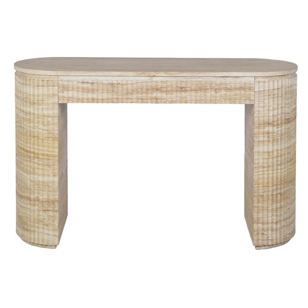 Hampstead faux travertine console table 120 cm front view