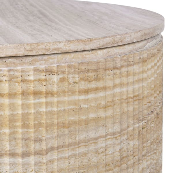 Hampstead faux travertine coffee table with fluted stone-effect detailing
