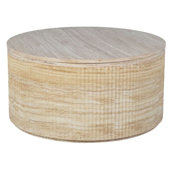 Hampstead faux travertine round coffee table 90 cm