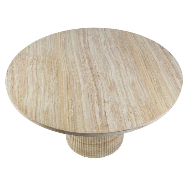 Hampstead 135 cm round faux travertine dining table viewed from above