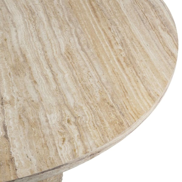 Hampstead dining table with travertine-effect round tabletop