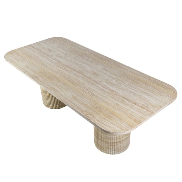 Hampstead 220 cm faux travertine dining table with rounded rectangular top