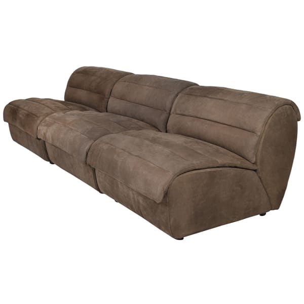 Holland Park brown leather lounge chair showing low rounded profile