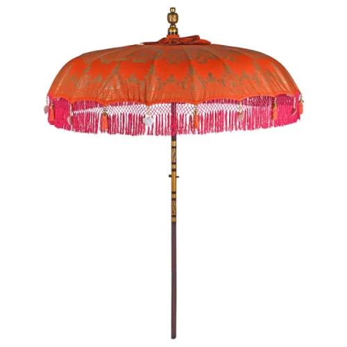 Hand-Painted Oriental Garden Parasol 180 cm – Red & Gold