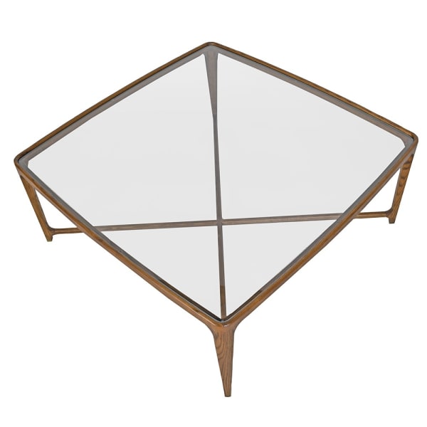 Square Enford glass coffee table 100 x 100 cm viewed from above