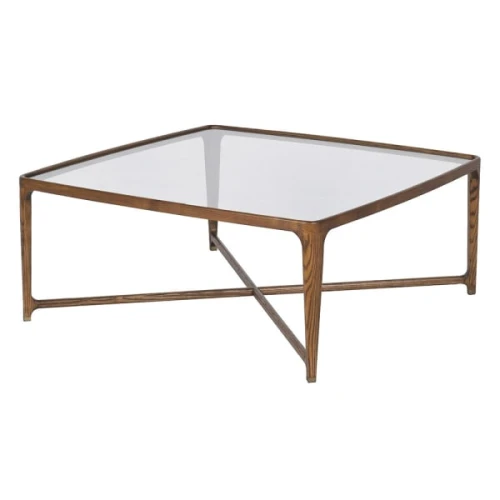 Enford Glass Coffee Table 100 cm with Ash Wood Frame