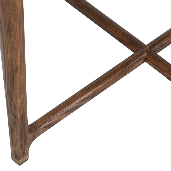 Enford glass side table with crossed ash wood base detail