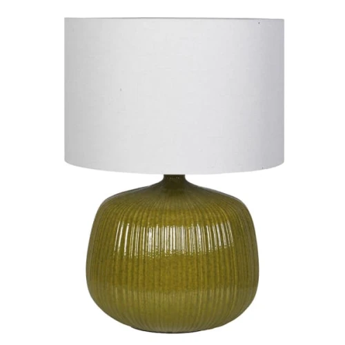 Dulwich Olive Green Ceramic Table Lamp 70 cm with Linen Shade