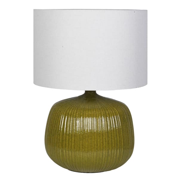 Dulwich olive green ceramic table lamp 70 cm with linen shade