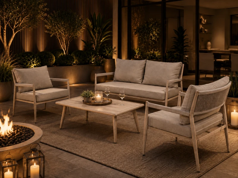 Marbella four-seater garden lounge set with sofa, armchairs and coffee table