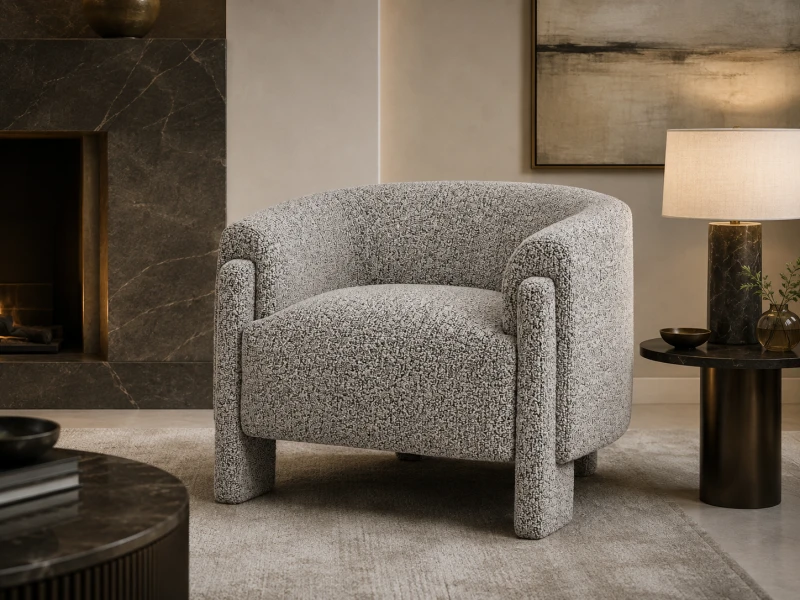 Thunder Armchair – Grey Polyester Upholstered Armchair, 72 cm