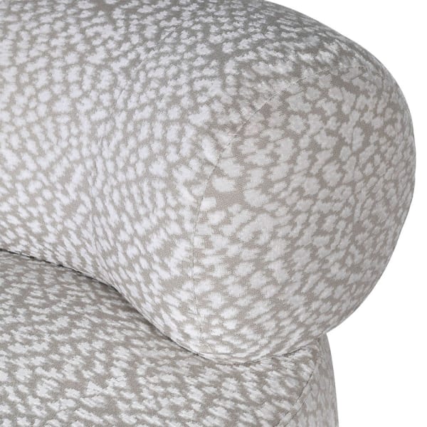 Close-up of grey and cream patterned upholstery on Belgravia chair