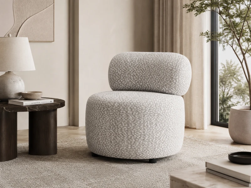 Modern Belgravia upholstered accent chair in grey and cream fabric