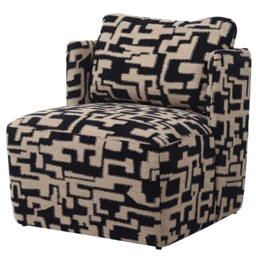 Soho Black & Beige Patterned Accent Chair