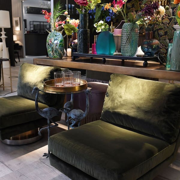 Mayfair green swivel chair with stainless steel base