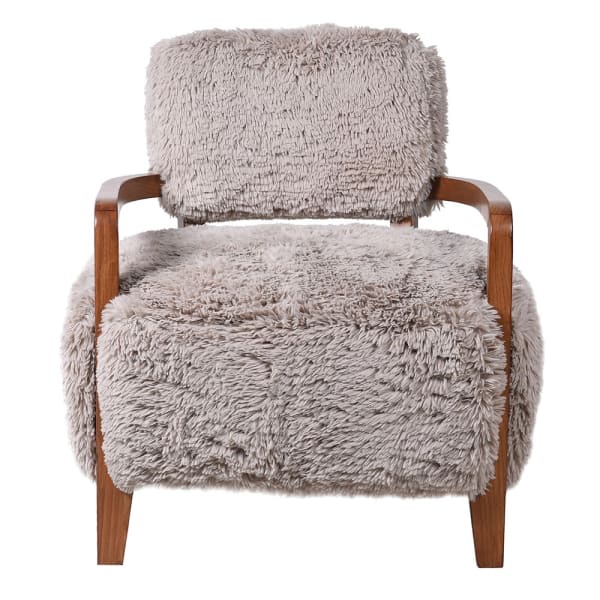 Hampstead faux fur accent chair with ash wood arms