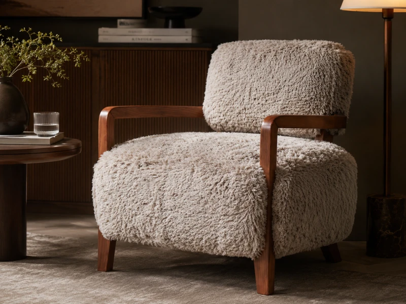 Hampstead faux fur accent chair in a luxury living room
