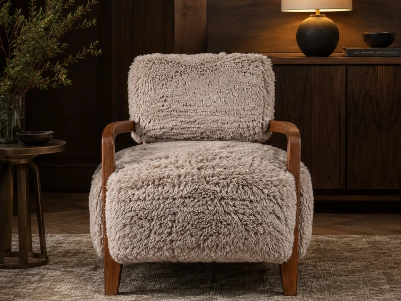 Front view of Hampstead faux fur armchair in a premium interior