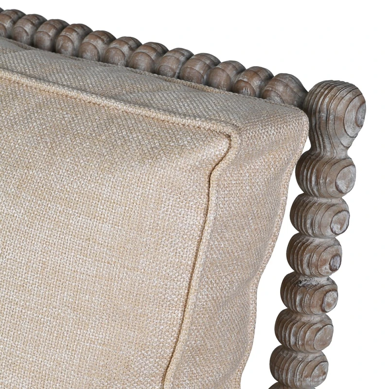 Decorative turned mahogany back frame on Shire Natural armchair