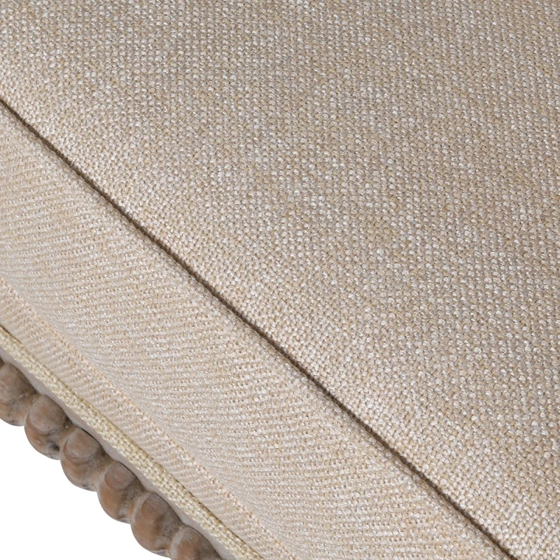 Close-up of beige linen blend upholstery on Shire Natural chair