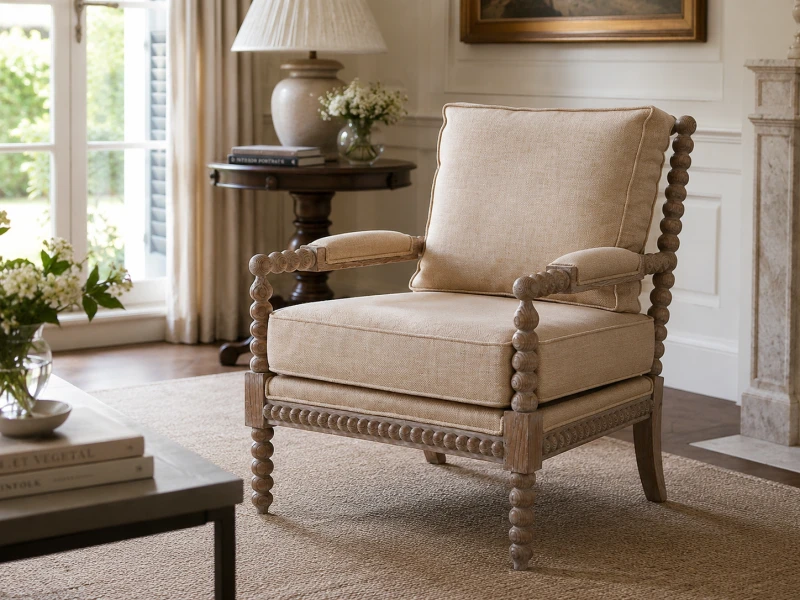 Shire Natural beige armchair in an elegant premium living room