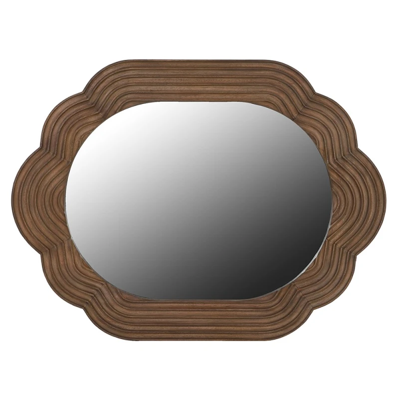 Decorative Java wooden mirror with sculptural brown frame
