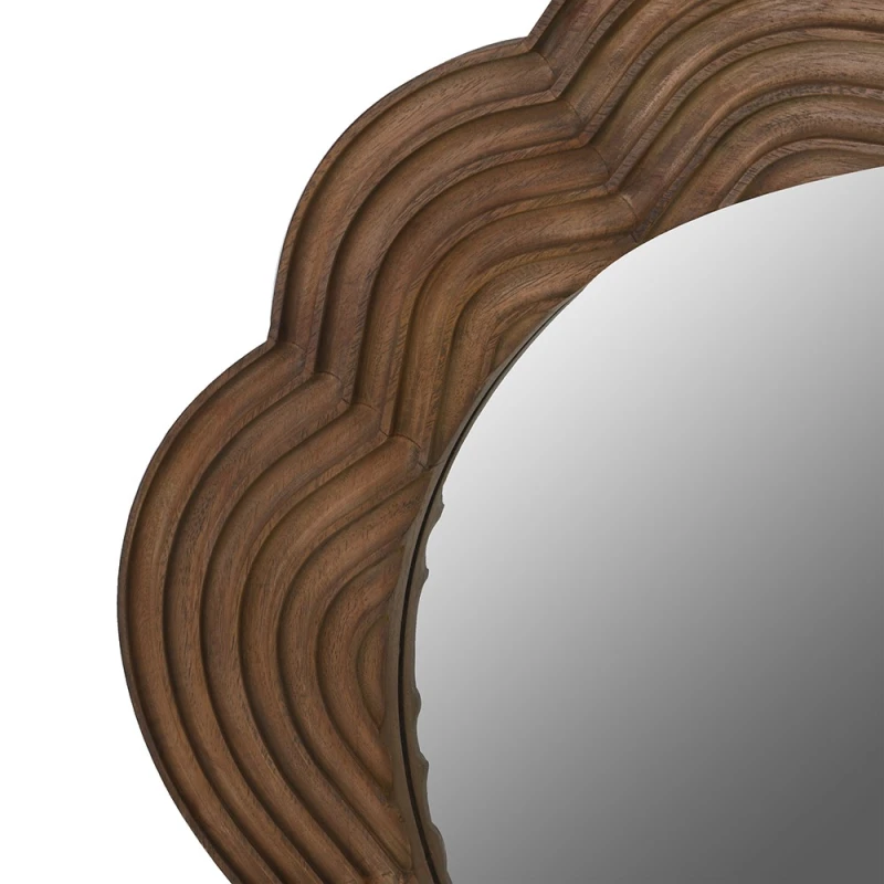 Close-up of layered bayur wood frame on Java mirror