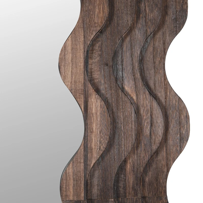 Close-up of wavy wooden frame on Holland Park arched mirror